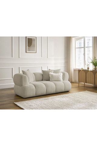 Canapé Pamira - Beige - 2 places - En tissu bouclette