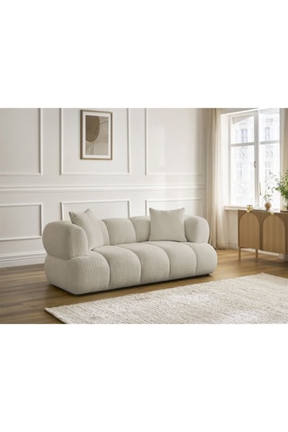 Canapé Pamira - Beige - 2 places - En tissu bouclette