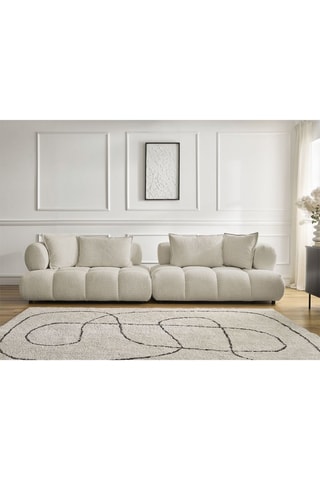 Canapé Alya - Beige - 4 places - En tissu bouclette