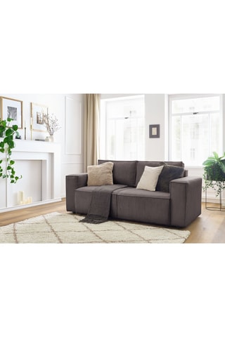 Canapé Nihad - Taupe - 2 places - En tissu velours côtelé