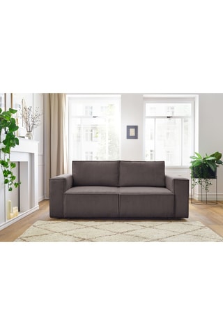 Canapé Nihad - Taupe - 2 places - En tissu velours côtelé