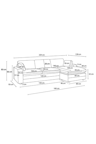 Canapé d'angle réversible Belair - Beige - 3 places - En polyester