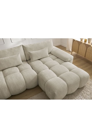 Canapé d'angle droit Ivane - Beige - 3 places - En tissu texturé