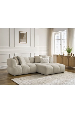 Canapé d’angle droit Pamira - Beige - 4 places - En tissu bouclette