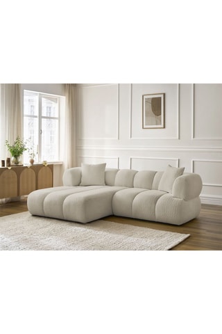 Canapé d’angle gauche Pamira - Beige - 4 places - En tissu bouclette