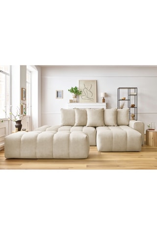 Canapé d'angle droit et pouf Mont-Blanc - 
Beige