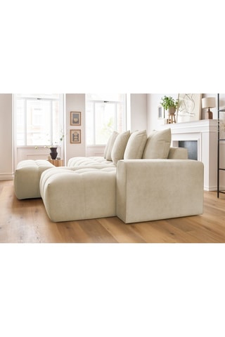 Canapé d'angle droit et pouf Mont-Blanc - 
Beige