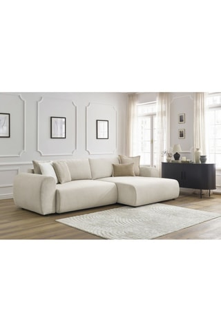 Canapé d'angle droit convertible Lucien - Beige - Couchage 250 x 150 cm