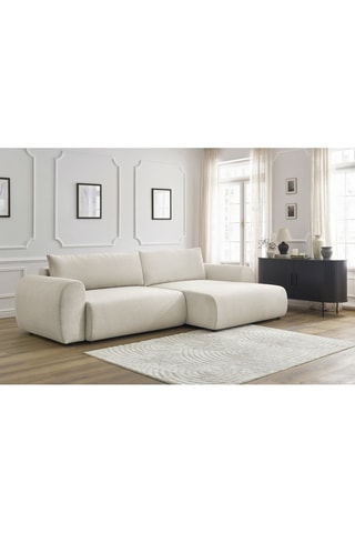 Canapé d'angle droit convertible Lucien - Beige - Couchage 250 x 150 cm
