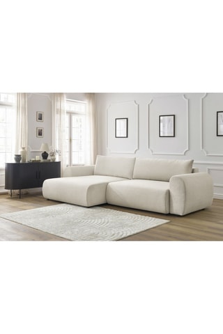 Canapé d'angle gauche convertible Lucien - Beige - Couchage 250 x 150 cm