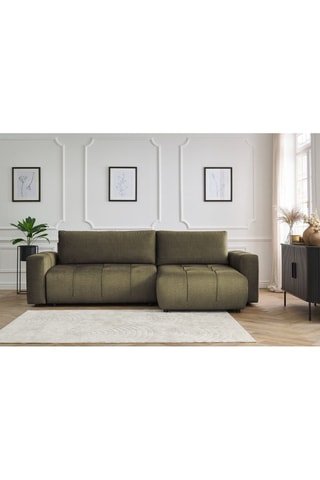 Canapé d'angle réversible convertible  Arsene - Vert - Couchage 135 x 232 cm