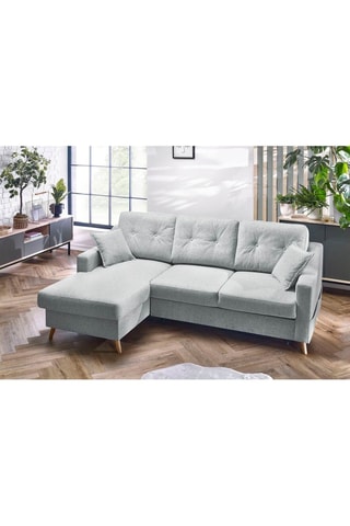 Canapé d'angle gauche convertible Sweden - Gris clair - Couchage 128 x 196 cm