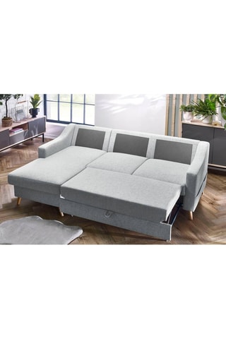 Canapé d'angle gauche convertible Sweden - Gris clair - Couchage 128 x 196 cm