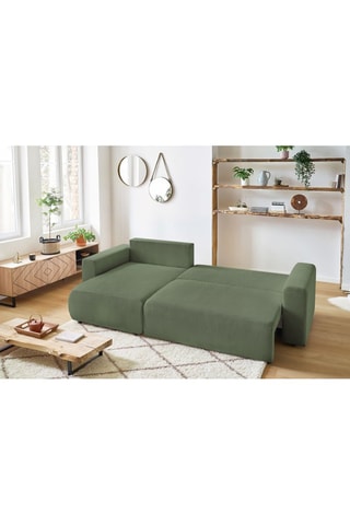 Canapé d'angle réversible convertible et pouf Envy - Kaki - Couchage 231 x 130 cm