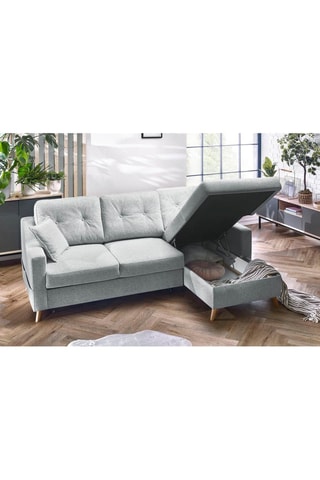 Canapé d'angle droit convertible Sweden - Gris clair - Couchage 128 x 196 cm