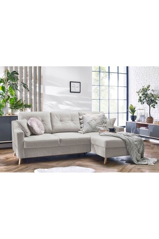 Canapé d'angle droit convertible Sweden - Crème - Couchage 128 x 196 cm