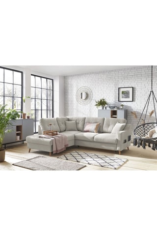 Canapé d'angle gauche convertible Sweden - Crème - Couchage 130 x 200 cm