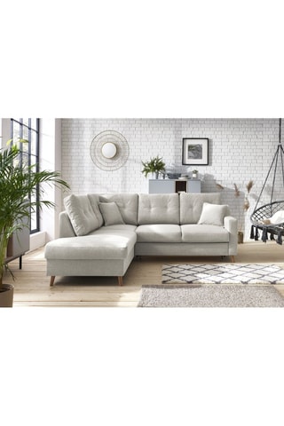 Canapé d'angle gauche convertible Sweden - Crème - Couchage 130 x 200 cm