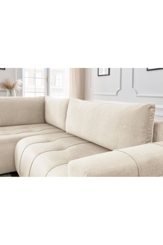 Canapé d'angle gauche convertible Arsene - Beige - Couchage 135 x 204 cm