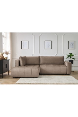 Canapé d'angle gauche convertible Arsene - Taupe - Couchage 135 x 204 cm