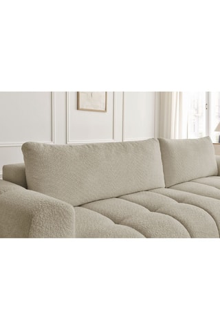 Canapé d'angle droit convertible Fuji - Beige - 3 places - Tissu bouclette - Couchage 154 x 228 cm