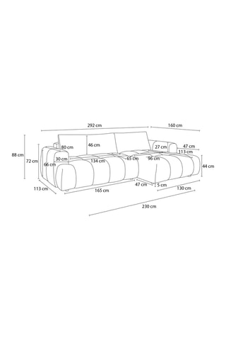 Canapé d'angle gauche convertible Fuji - Gris foncé - 3 places - En tissu bouclette