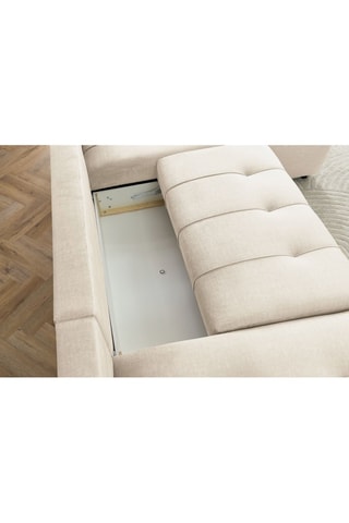 Canapé d'angle gauche panoramique convertible Arsene - Beige - Couchage 135 x 325 cm