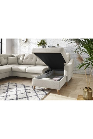 Canapé d'angle panoramique convertible droit Sweden - 
Crème - Couchage 260 x 130 cm