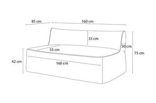 Chauffeuse Riviera - Beige - 2 places - En tissu lisse déperlant