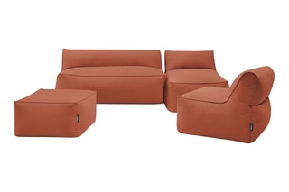 Chauffeuse, méridienne et pouf Riviera - 5 places - Rouille - En tissu lisse déperlant
