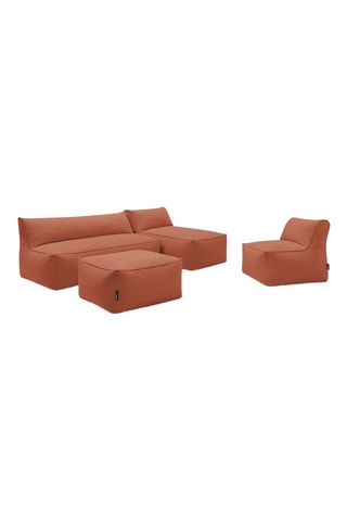 Chauffeuse, méridienne et pouf Riviera - 5 places - Rouille - En tissu lisse déperlant
