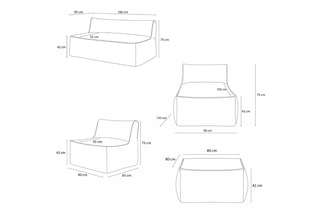 Chauffeuse, méridienne et pouf Riviera - 5 places - Rouille - En tissu lisse déperlant