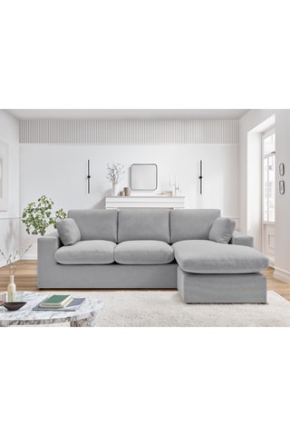 Canapé d'angle réversible Bélair - Gris clair - 3 places - En tissu lisse