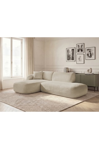 Canapé d'angle gauche Anda - Beige - 3 places - En tissu chenille