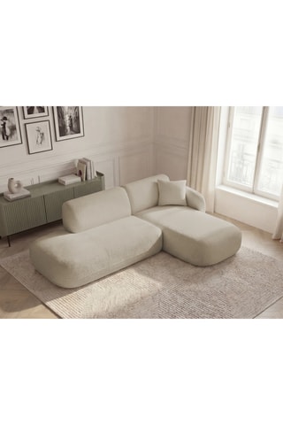 Canapé d'angle droit Anda - Beige - 3 places - En tissu chenille