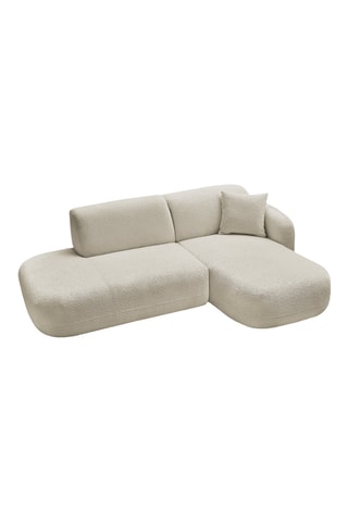 Canapé d'angle droit Anda - Beige - 3 places - En tissu chenille