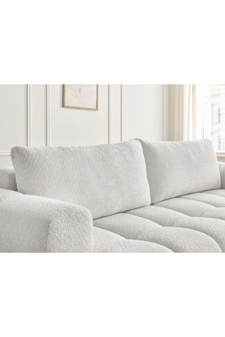 Canapé convertible Fuji - Blanc - 3 places - En tissu bouclette