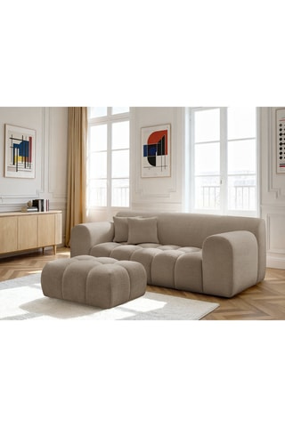 Canapé et pouf Mélisse - 2 places - Taupe - En polyester 