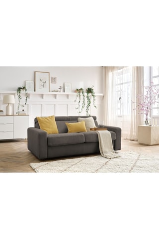 Canapé convertible Monaco - Taupe - 3 places - En tissu velours côtelé