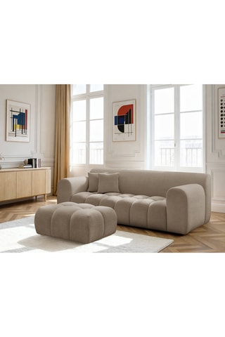 Canapé et pouf Mélisse - 3 places - Taupe - En polyester