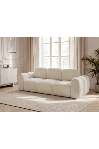 Canapé convertible Montaigne - Beige - 3 places - En tissu bouclette