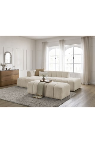 Canapé d'angle gauche et pouf Annecy - Beige - 4 places - Tissu bouclette