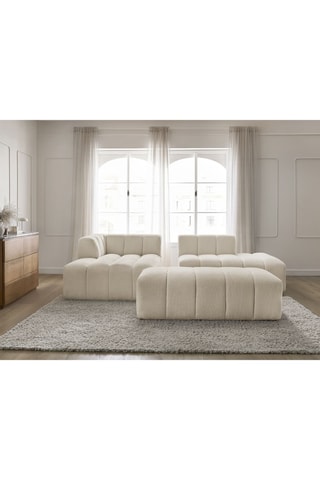 Canapé d'angle gauche et pouf Annecy - Beige - 4 places - Tissu bouclette