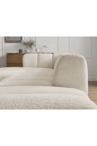 Canapé d'angle gauche et pouf Annecy - Beige - 4 places - Tissu bouclette