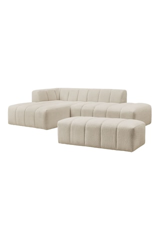 Canapé d'angle gauche et pouf Annecy - Beige - 4 places - Tissu bouclette