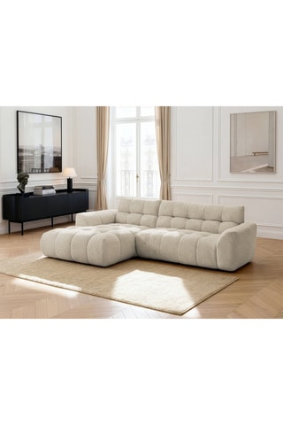 Canapé d'angle gauche Jaya - Beige - 3 places - En tissu chenille