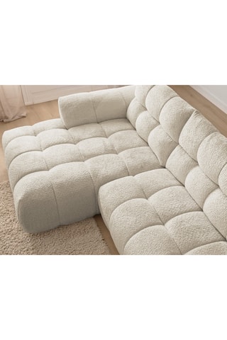 Canapé d'angle gauche Jaya - Beige - 3 places - En tissu chenille