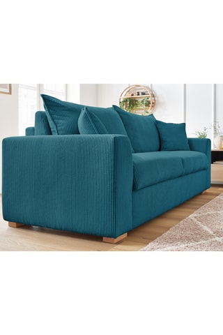 Canapé convertible Augustin - Bleu canard - 3 places - En tissu velours côtelé