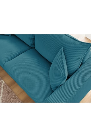 Canapé convertible Augustin - Bleu canard - 3 places - En tissu velours côtelé