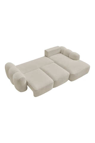 Canapé d'angle droit convertible Montaigne - Beige - 4 places - En tissu bouclette